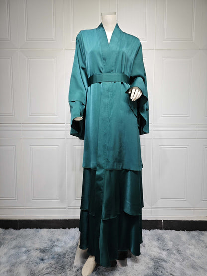 Muslim Fashion Solid Color Robe Abaya Outer Wear Cardigan