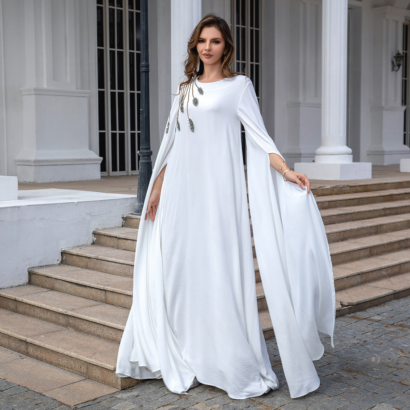 Muslim Robe Abaya Embroidered Women's Robe Evening Gown