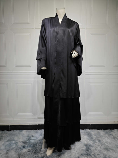 Muslim Fashion Solid Color Robe Abaya Outer Wear Cardigan