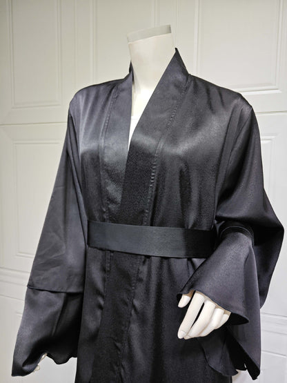 Muslim Fashion Solid Color Robe Abaya Outer Wear Cardigan